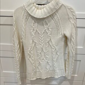 J. Crew Ivory Cable Knit Sweater with Chunky Turtleneck